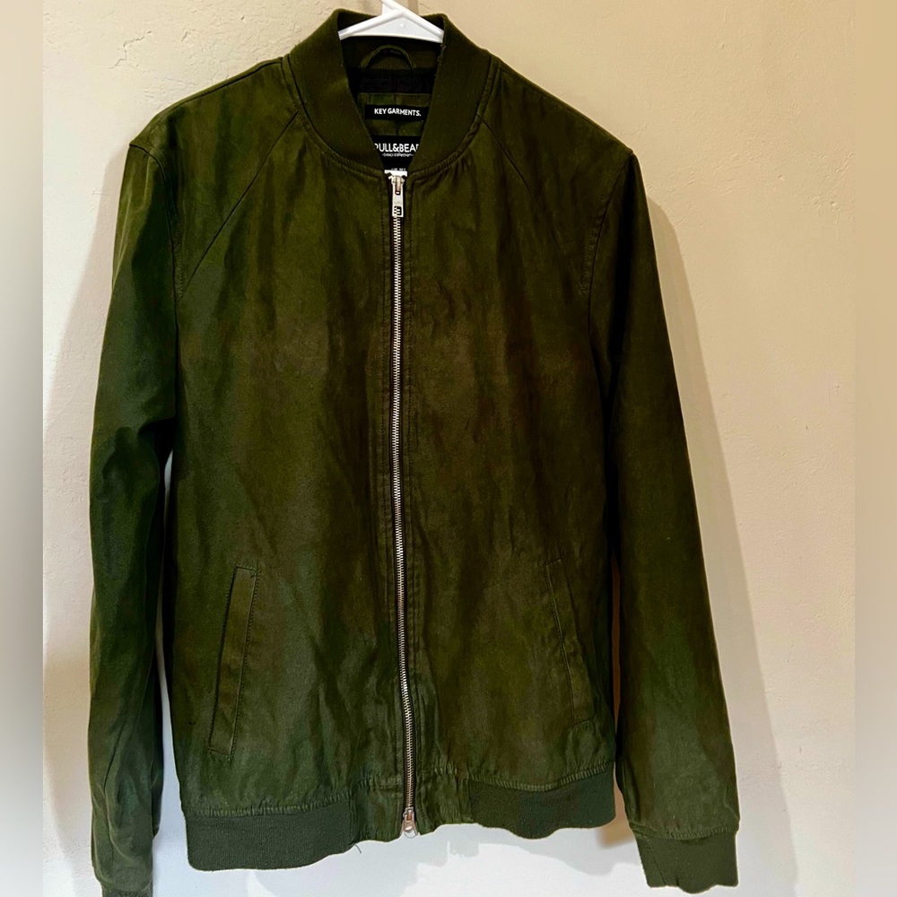 Pull & Bear Olive Green Varsity Bomber Jacket